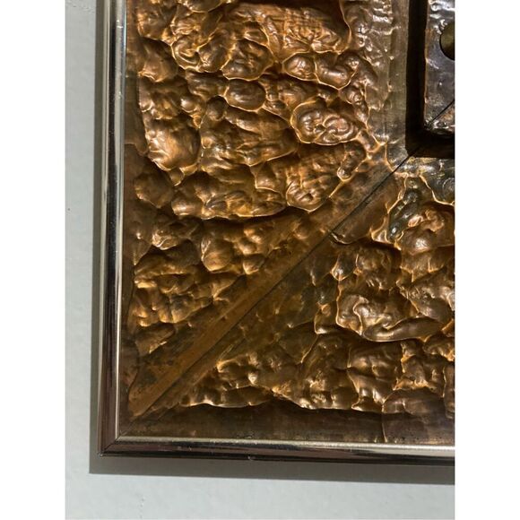 Da Vinci 'The Last Supper' in Copper Metal Tooled Relief German Art Picture Vint - Picture 2 of 6